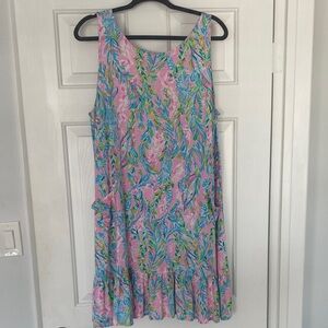 Lilly Pulitzer Pink Floral Tank Mini Dress with Blue & Green Accents